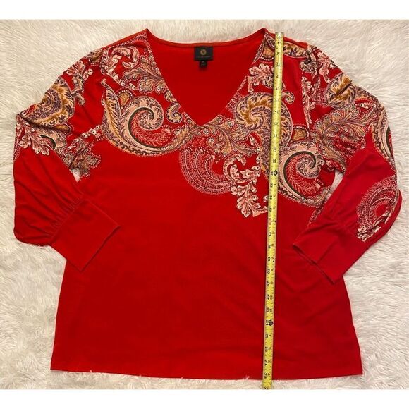 🎉Host Pick🎉JM Collection SZ XXL Woman’s Beautiful Red Paisley Blouse - Picture 9 of 10